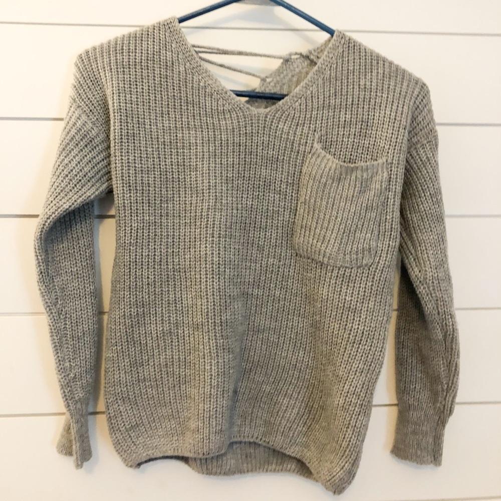 Gray v neck sweater